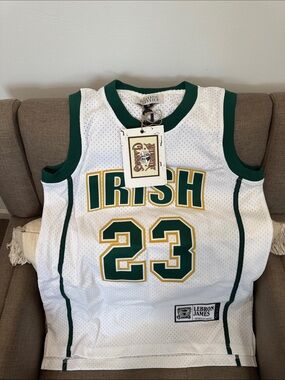 LeBron James #23 Irish Basketball Jersey - White/Green